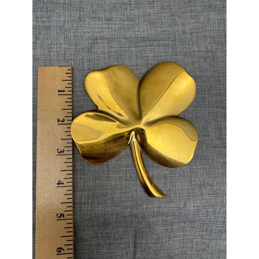 24K Gold electroplated Shamrock four leaf clover brass paperweight